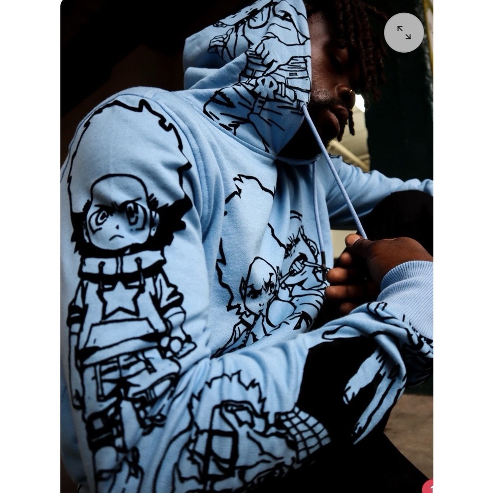 DEKRYPTIC  X  THE  BOONDOCKS   - GOLD  WINNERS OUTLINE BLUE HOODIE 2XL - Picture 2 of 16